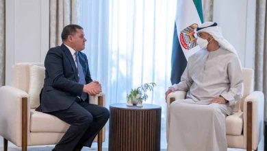 بن زايد يتلقى التعازي من الدبيبة وحفتر بوفاة الشيخ خليفة