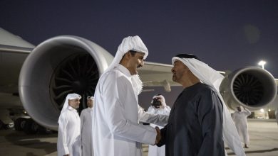 الشيخ محمد بن زايد يستقبل أمير قطر لدى وصوله أبوظبي في زيارة أخوية